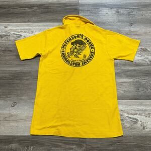 Vintage The Knits Peterson's Jaycees 70s Gun Cowboy Yellow Mens M Polo Shirt